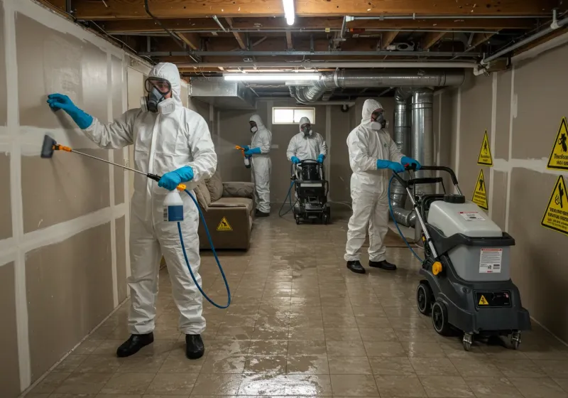 Basement Moisture Removal and Structural Drying process in Cuero, TX